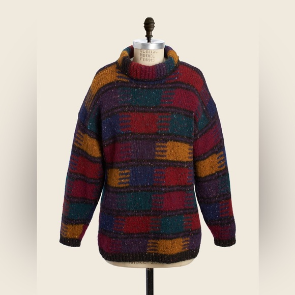 Banana Republic Sweaters - Vintage Multicolor Banana Republic 100% Wool Turtleneck Sweater Size Medium